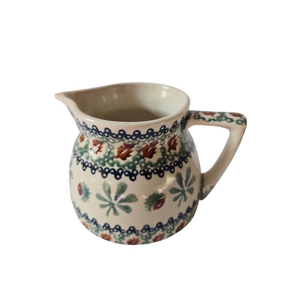 Hand‎ Painted Polish Pottery Creamer | Boleslawiec Floral Stoneware Jug